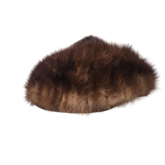 VTG Genuine Mink Fur Hat Large Pillbox Style Circa 1960 - Picture 7 of 10